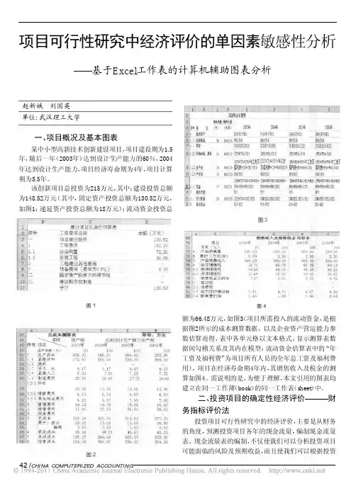 项目可行性研究中经济评价的单因素敏感性分析_基于Excel工作表的计算机辅助图表
