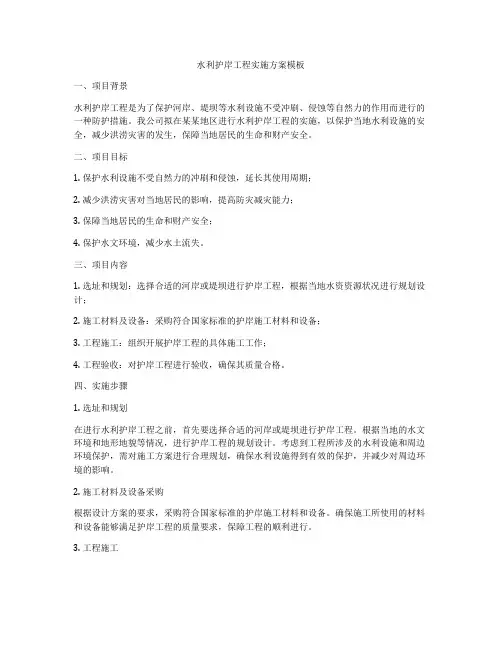 水利护岸工程实施方案模板