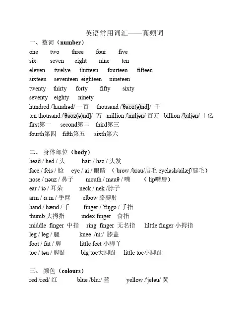 英语常用词汇_高频词