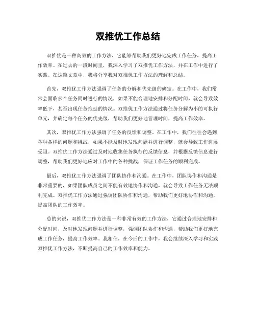 双推优工作总结