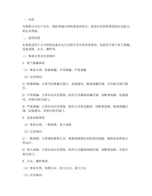 制氧事故应急预案