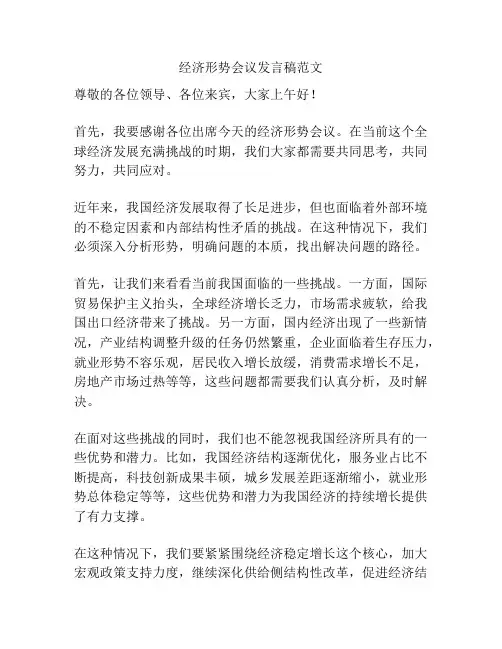 经济形势会议发言稿范文