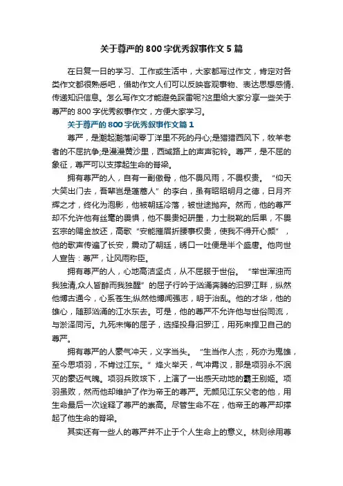 关于尊严的800字优秀叙事作文5篇