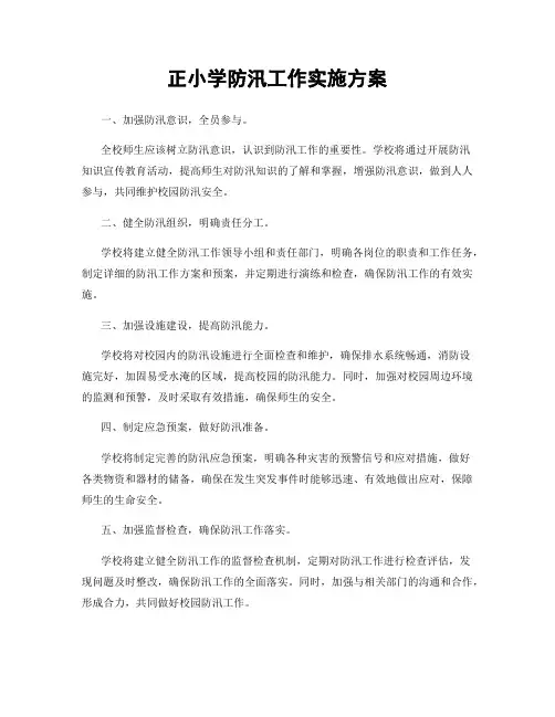 正小学防汛工作实施方案