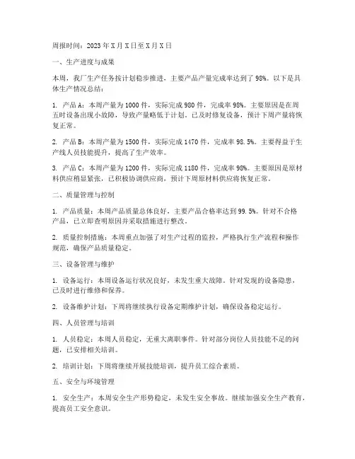 工厂管理周报总结范文