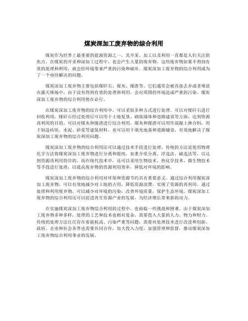 煤炭深加工废弃物的综合利用