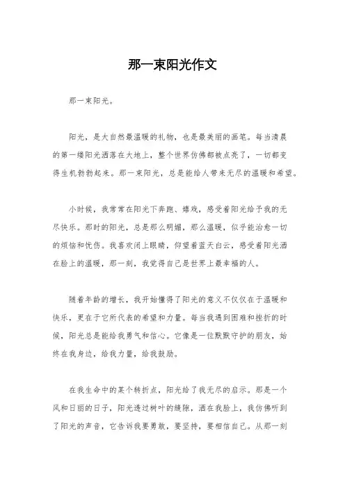 那一束阳光作文