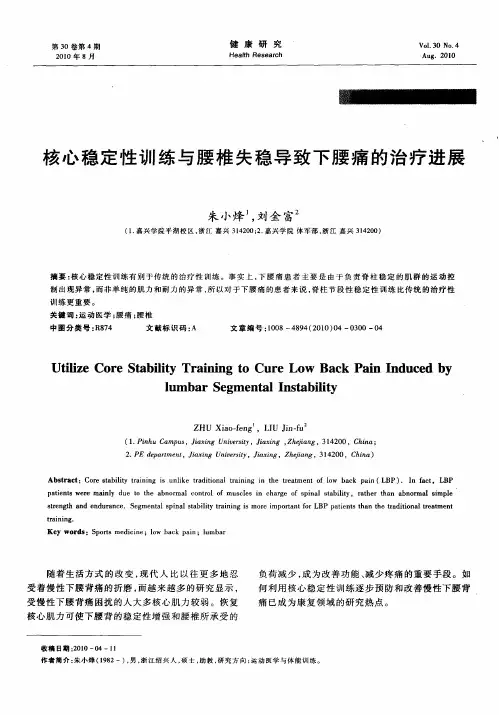 核心稳定性训练与腰椎失稳导致下腰痛的治疗进展