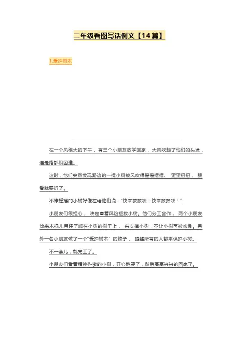 二年级看图写话例文【14篇】