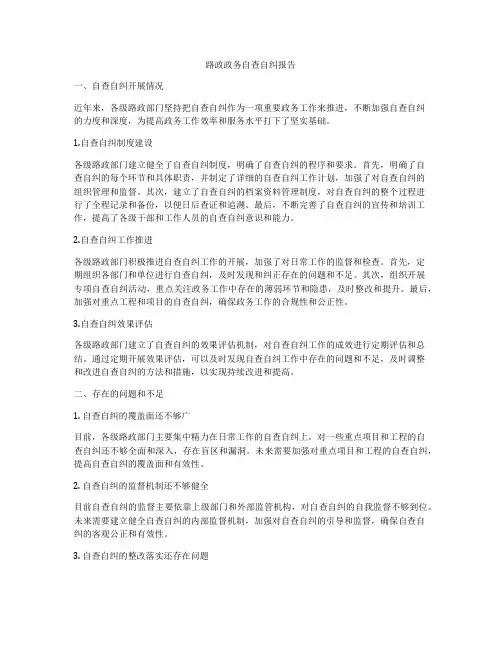 路政政务自查自纠报告