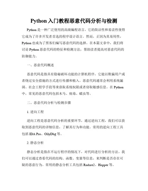 Python入门教程恶意代码分析与检测