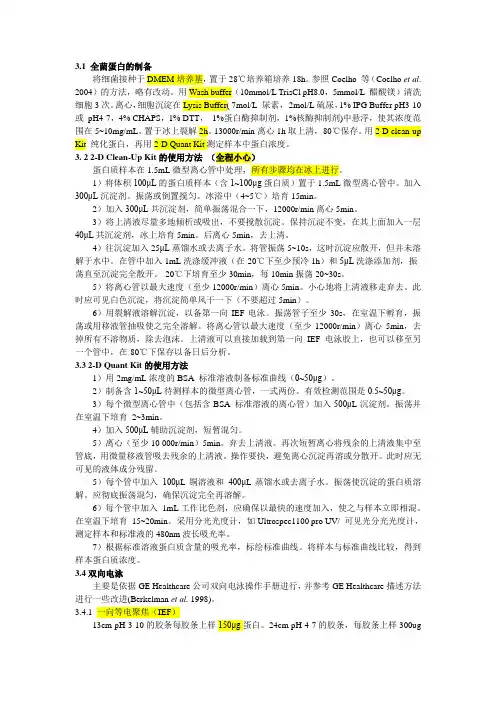双向电泳操作步骤