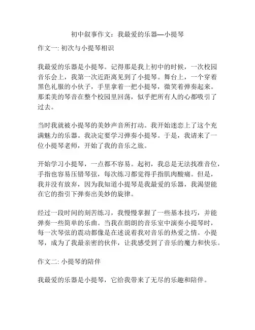 初中叙事作文：我最爱的乐器—小提琴