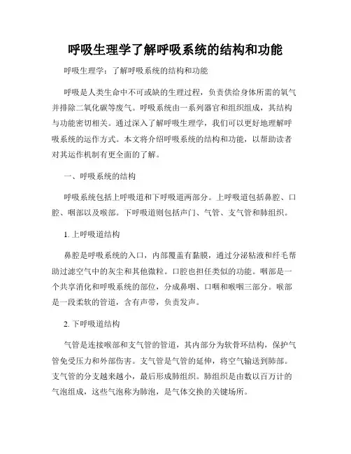 呼吸生理学了解呼吸系统的结构和功能
