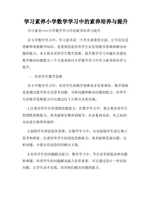 学习素养小学数学学习中的素养培养与提升