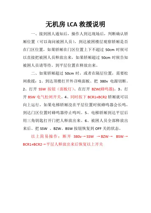 日立电梯LCA无机房救援说明简易版