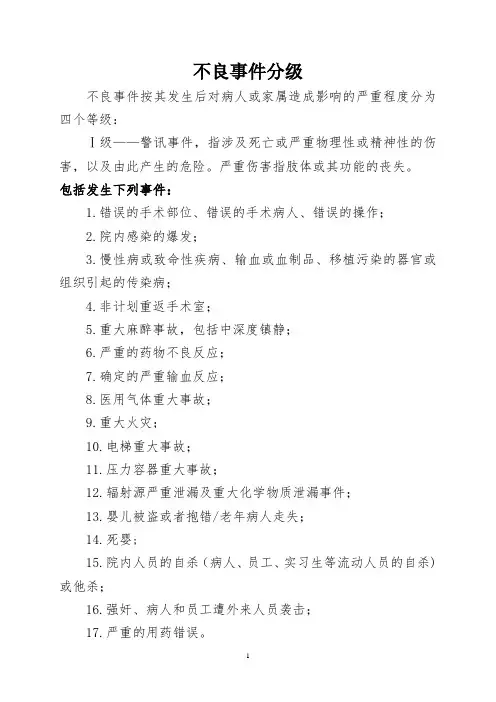 不良事件分级分类