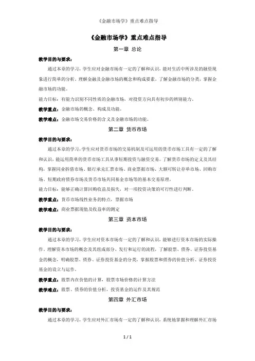 《金融市场学》重点难点指导