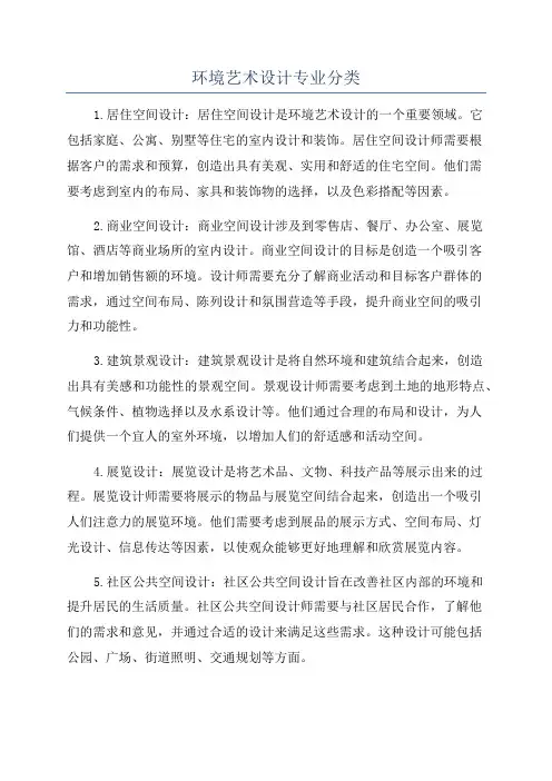 环境艺术设计专业分类