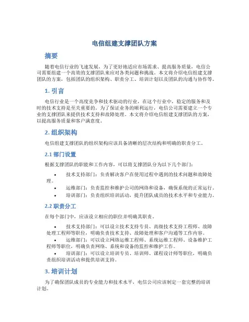 电信组建支撑团队方案