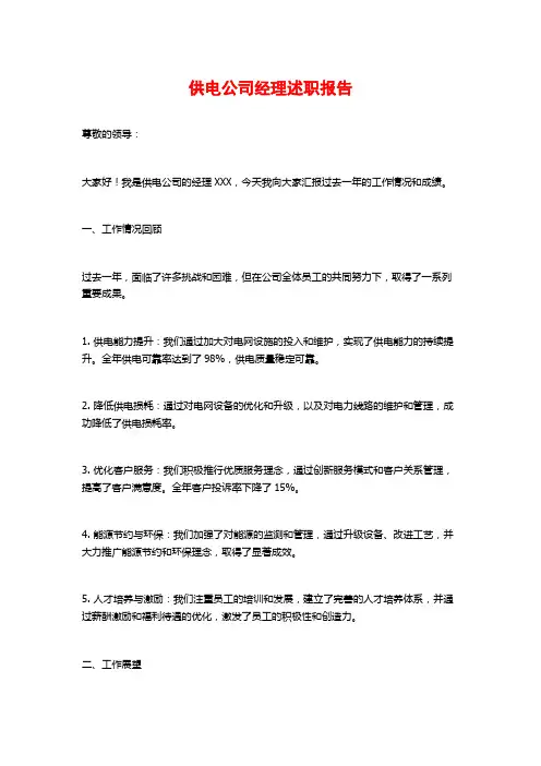 供电公司经理述职报告 (2)