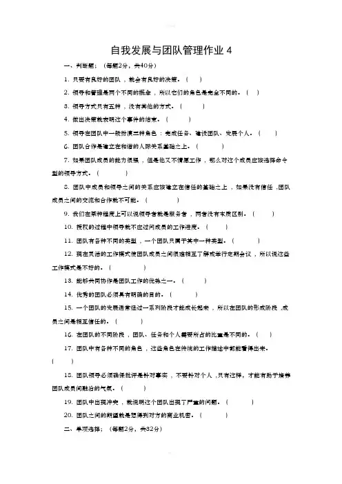 自我发展与团队管理作业