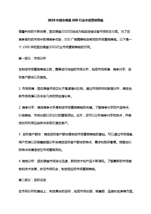 2023年固态硬盘SSD行业市场营销策略