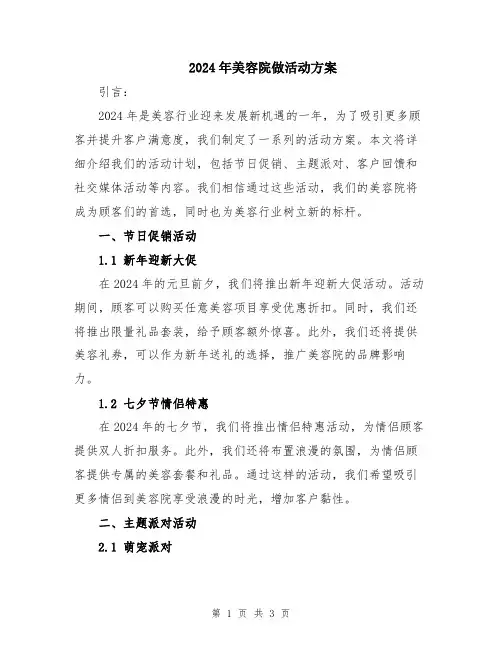 2024年美容院做活动方案