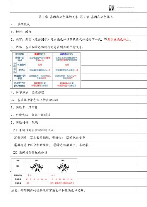 第2章 基因在染色体上笔记