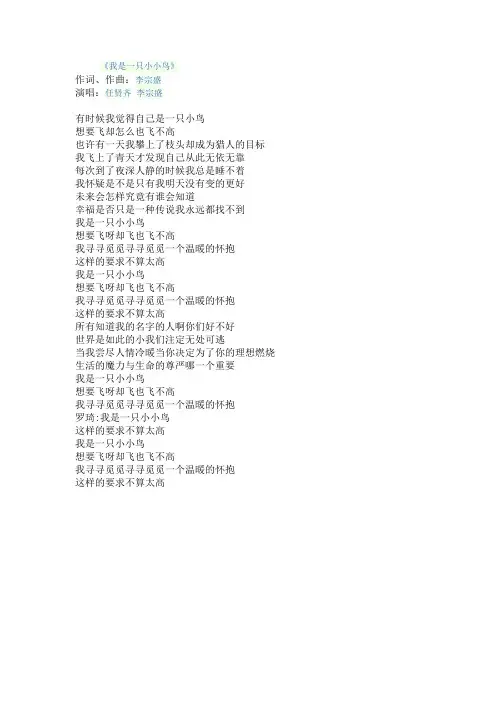 我是一只小小鸟  赵传