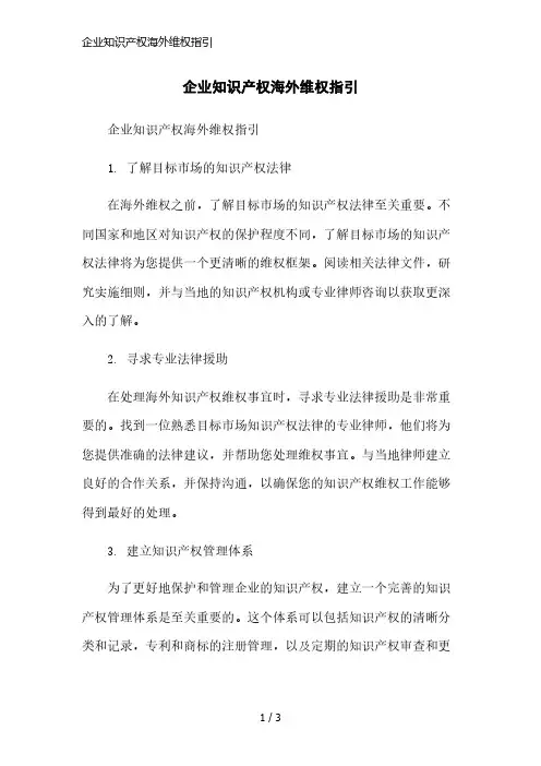 企业知识产权海外维权指引简洁范本