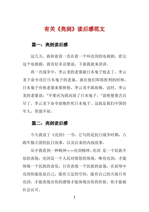 有关《亮剑》读后感范文 