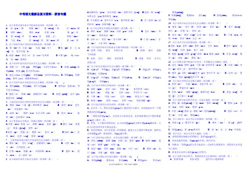 中考语文拼音专题练习及答案2