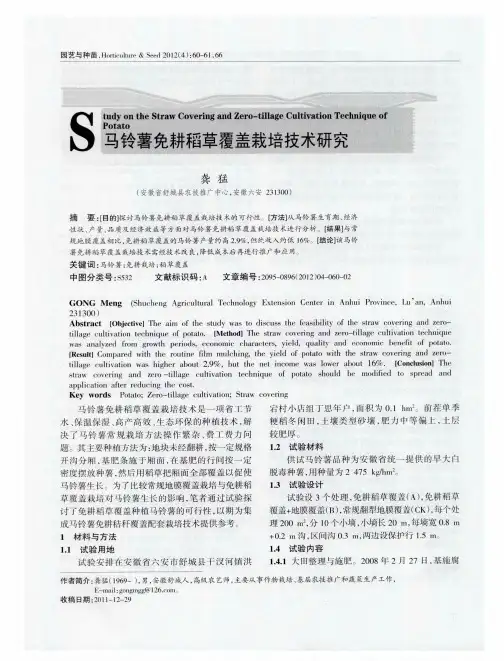 马铃薯免耕稻草覆盖栽培技术研究