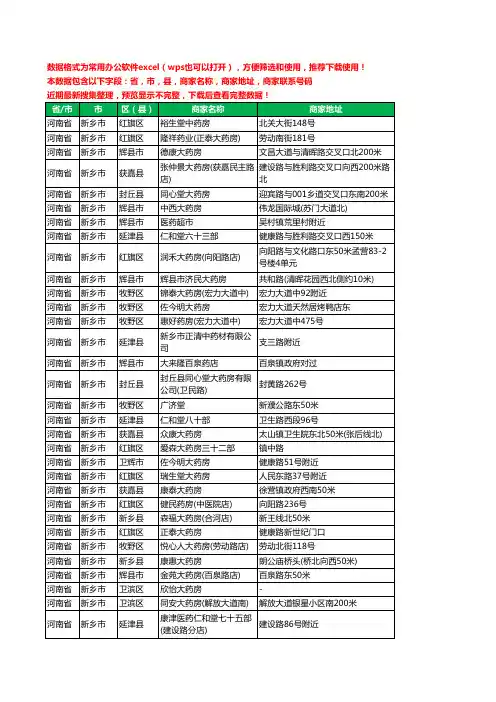 2020新版河南省新乡市药工商企业公司商家名录名单黄页联系电话号码地址大全1336家