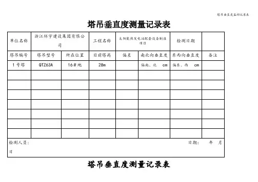 塔吊垂直度监测记录表