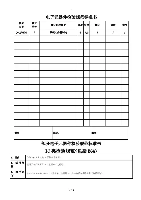 电子元器件检验规范方案标准书模板