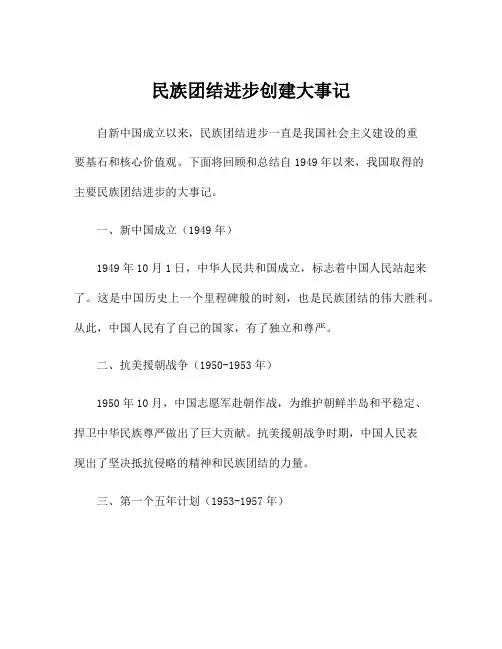 民族团结进步创建大事记