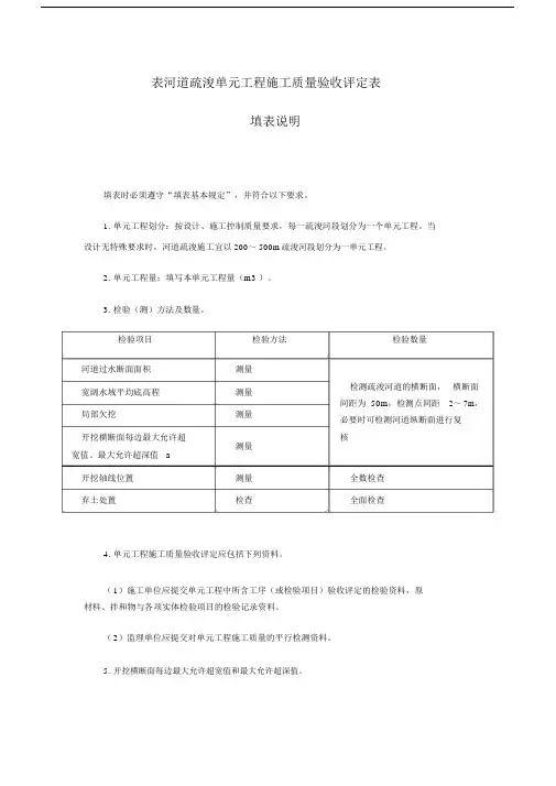 河道疏浚单元复习工程验收评定表.docx