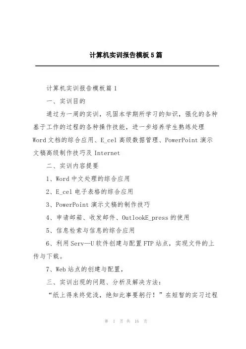 计算机实训报告模板5篇