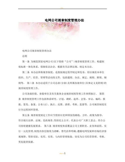 电网公司规章制度管理办法