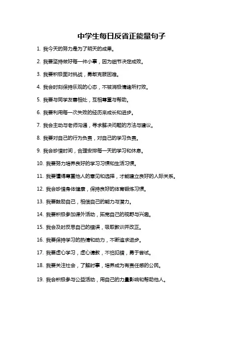 中学生每日反省正能量句子