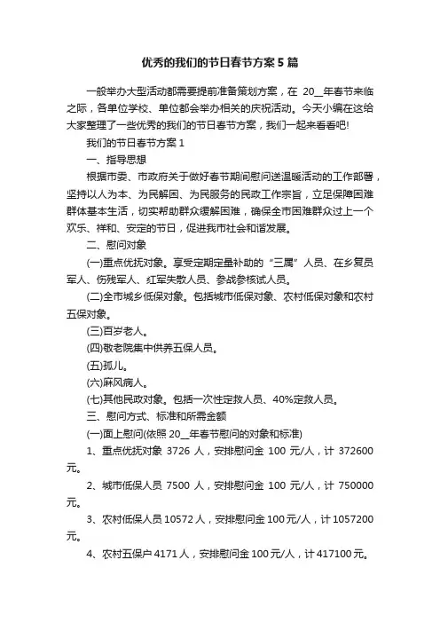 优秀的我们的节日春节方案5篇