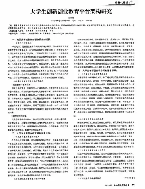大学生创新创业教育平台架构研究