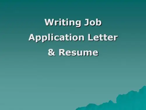 Job Application Letter& Resume