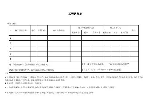 工程认价单