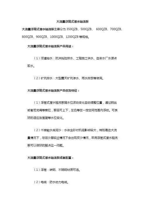 大流量浮筒式潜水轴流泵