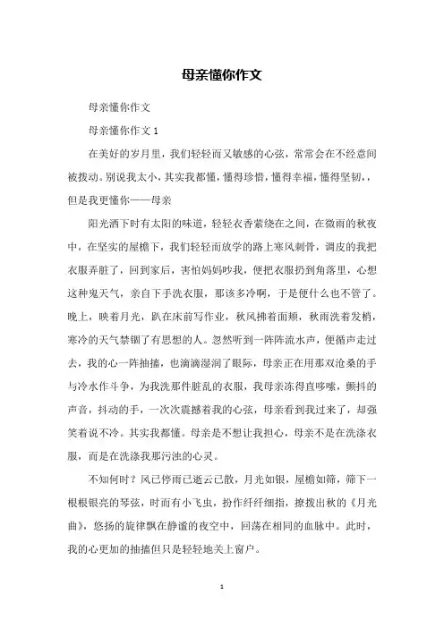 母亲懂你作文