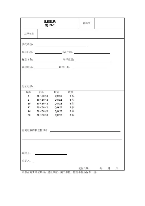 见证记录表格 - 副本