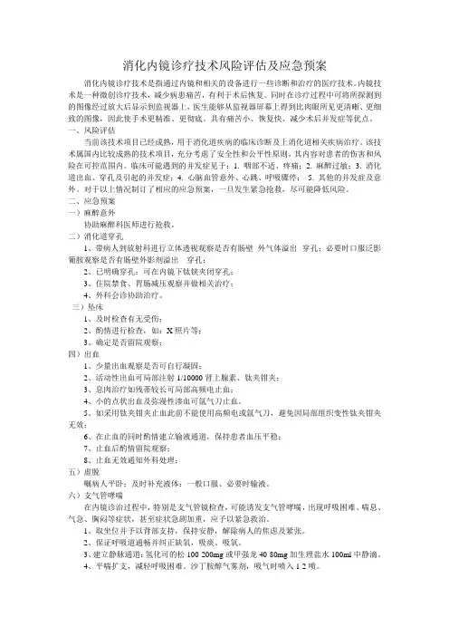 消化内镜诊疗技术风险评估及应急预案